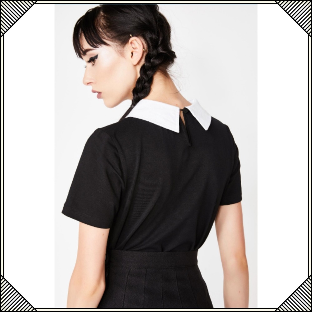* Wednesday Adams Black Shirt * White Collar * - Picture 2 of 7